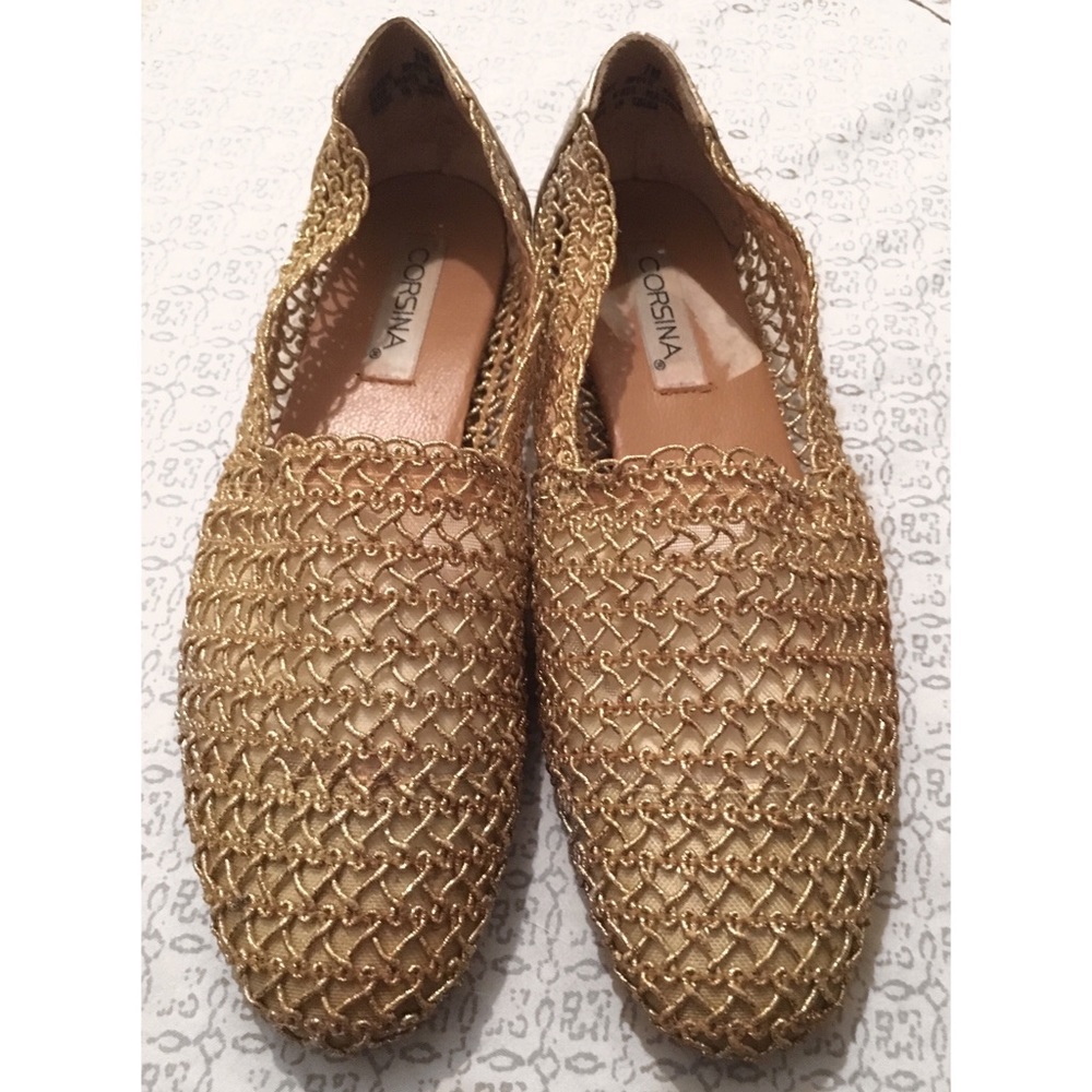 VINTAGE Metallic Gold Shoes size 7